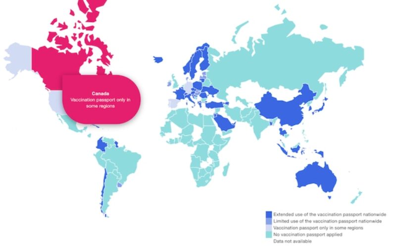 Necessary vaccinations around the world - Map