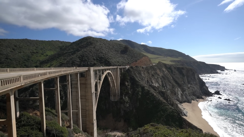 Bixby Bridge crosses a high cliff on Big Sur’s rugged California coast