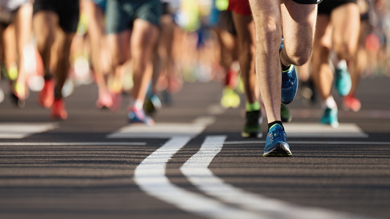 Runners take off at the start line during one of the November races in the Northwest