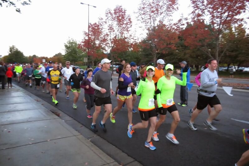 Runners cross the Boise River Greenbelt during the City of Trees Marathon, an annual event that celebrates Boise’s natural beauty and community spirit