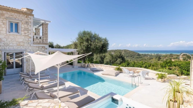 Luxury villa in Corfu with a private pool and sea views